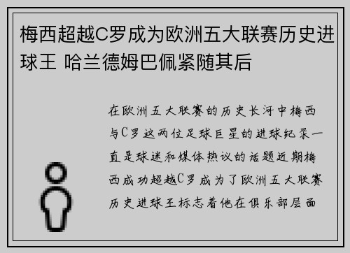 梅西超越C罗成为欧洲五大联赛历史进球王 哈兰德姆巴佩紧随其后