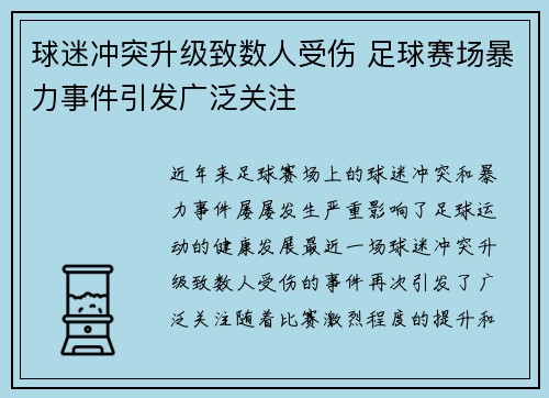 球迷冲突升级致数人受伤 足球赛场暴力事件引发广泛关注